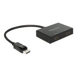 Delock Displayport 1.2 Splitter 1 x Displayport in 2 x HDMI out 4K - Rozdělovač video / audio - 1 x DisplayPort + 2 x HDMI