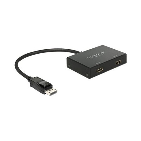Delock Displayport 1.2 Splitter 1 x Displayport in 2 x HDMI out 4K - Rozdělovač video / audio - 1 x DisplayPort + 2 x HDMI