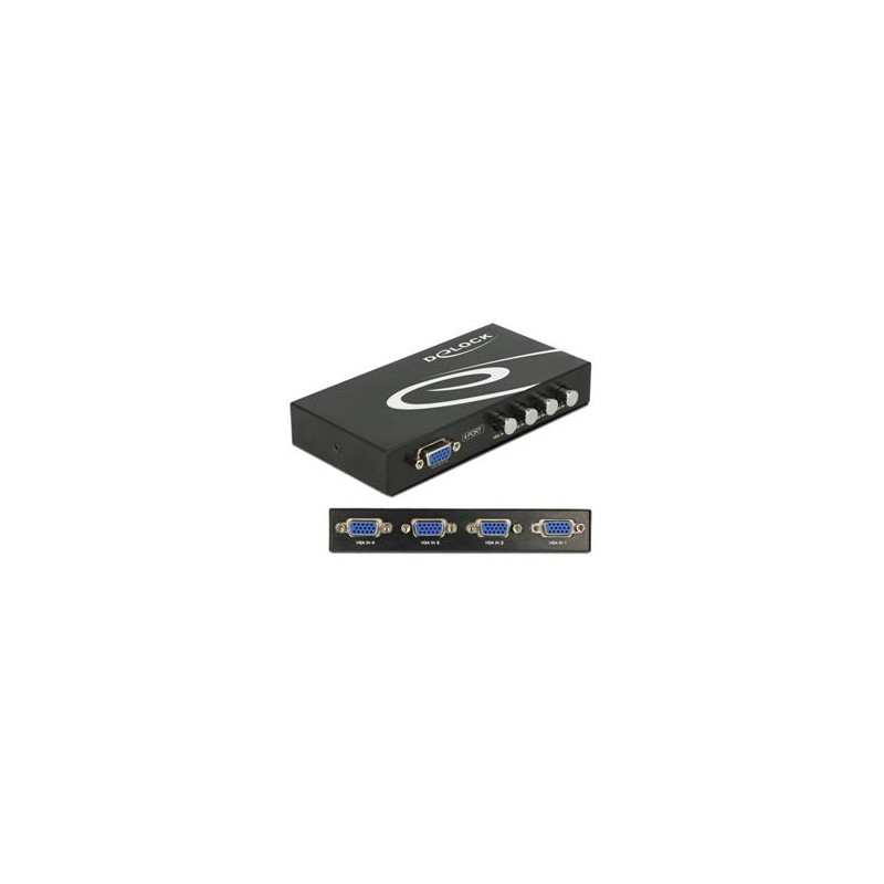 Delock Switch VGA 4 port manual bidirectional - Spínač monitoru - 4 x VGA - desktop