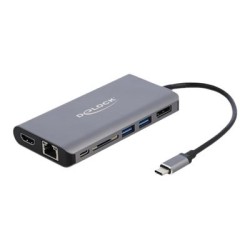 Delock - Externí video adaptér - USB-C 3.1 Gen 1 - HDMI, DisplayPort, RJ-45, USB 3.0 - šedá - maloobchod
