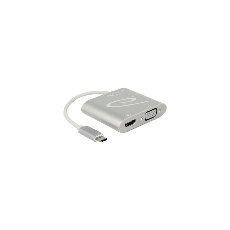 Delock - Externí video adaptér - STDP4320 - USB-C - HDMI, VGA - stříbrná - maloobchod