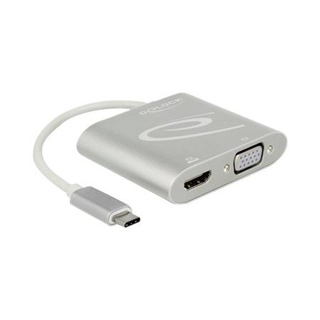 Delock - Externí video adaptér - STDP4320 - USB-C - HDMI, VGA - stříbrná - maloobchod