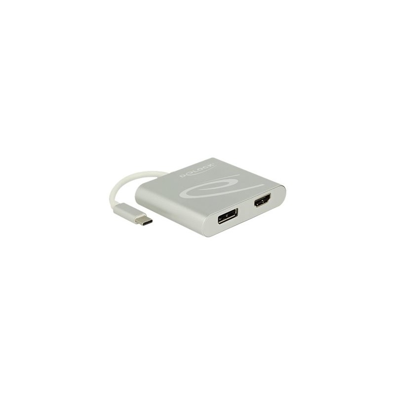 Delock - Externí video adaptér - USB-C - HDMI, DisplayPort - stříbrná - maloobchod
