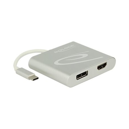 Delock - Externí video adaptér - USB-C - HDMI, DisplayPort - stříbrná - maloobchod