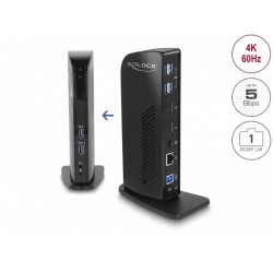 Delock - Dokovací stanice - USB 3.2 Gen1 - 2 x DP - 1GbE