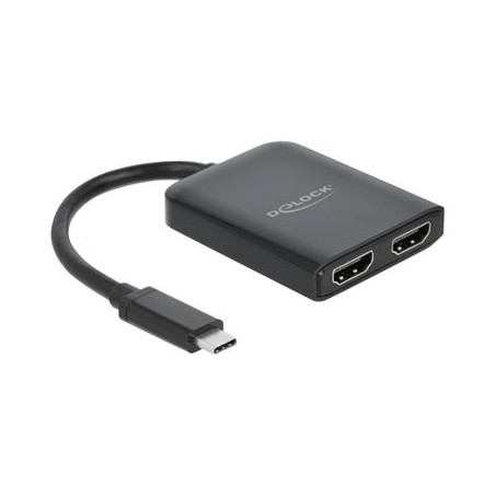 Delock - Video adaptér - 24 pin USB-C s piny (male) do HDMI se zdířkami (female) - 20 cm - černá - podporuje 4K, aktivní