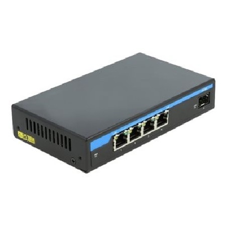 Delock - Přepínač - 4 x 10/100/1000 (PoE+) + 1 x gigabitů SFP - desktop - PoE+ (60 W)
