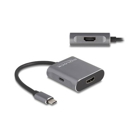 Delock - Rozdelovac video / audio - 1 x USB-C + 2 x HDMI - desktop