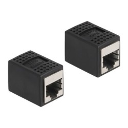 Delock - Síťový propojovací kabel - RJ-45 (F) do RJ-45 (F) - STP - CAT 6a - černá