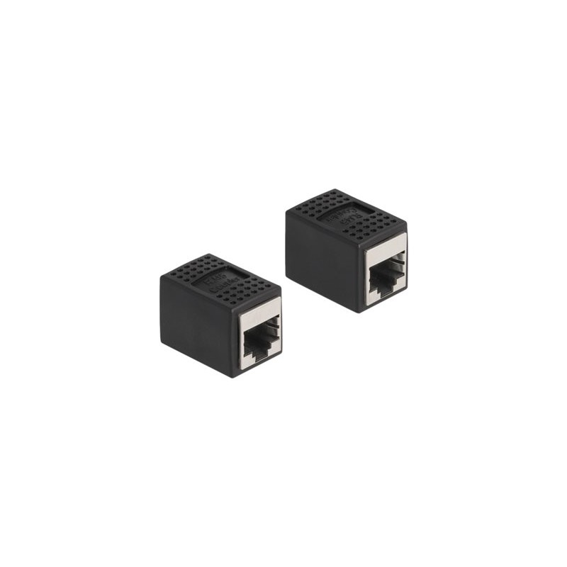 Delock - Síťový propojovací kabel - RJ-45 (F) do RJ-45 (F) - STP - CAT 6a - černá