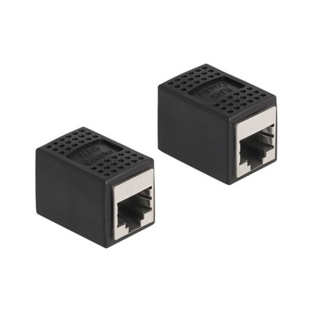 Delock - Síťový propojovací kabel - RJ-45 (F) do RJ-45 (F) - STP - CAT 6a - černá