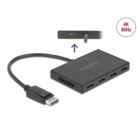 Delock - Rozdělovač video / audio - 4 x DisplayPort - desktop
