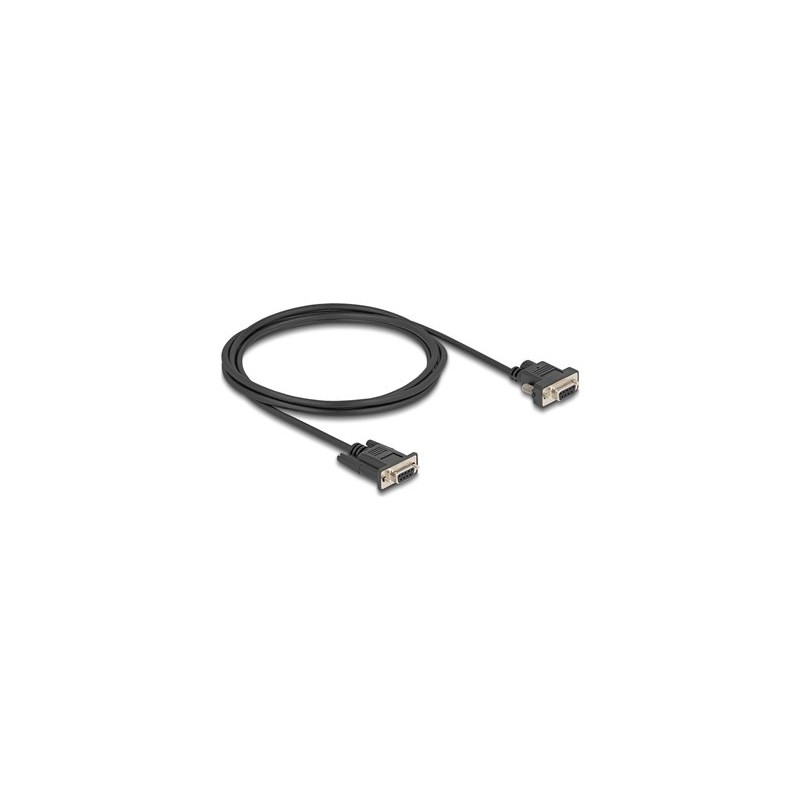 Delock - Sériový kabel - DB-9 (F) do DB-9, DC jack 5,5 x 2,1 mm (F) - 3 A - 2 m - krídlové šrouby, podporuje sériové rozhraní