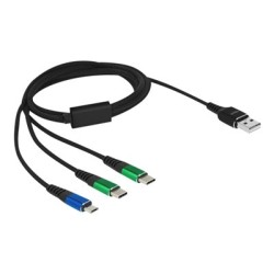 Delock - USB kabel - USB (pouze napájení) (M) do Micro-USB typ B (pouze napájení), USB-C (pouze napájení) (M) - 5 V - 3 A - 1 m