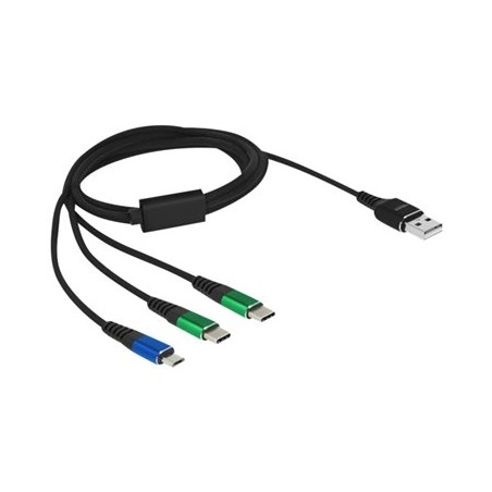 Delock - USB kabel - USB (pouze napájení) (M) do Micro-USB typ B (pouze napájení), USB-C (pouze napájení) (M) - 5 V - 3 A - 1 m