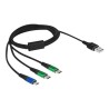 Delock - USB kabel - USB (pouze napájení) (M) do Micro-USB typ B (pouze napájení), USB-C (pouze napájení) (M) - 5 V - 3 A - 1 m