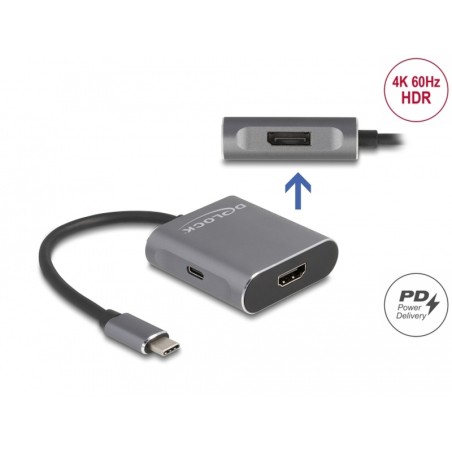 Delock - Rozdelovac video / audio - 1 x USB-C + 1 x DisplayPort + 1 x HDMI - desktop