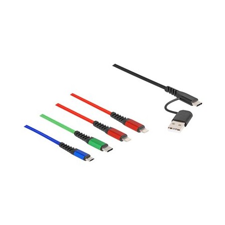 Delock 4 in 1 - Kabel pouze pro nabíjení - USB, 24 pin USB-C s piny (male) do Micro USB typ B, Lightning, 24 pin USB-C s piny