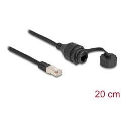 Delock - Sítový prodlužovací kabel - RJ-50 (M) do RJ-50 (F) ochranná cepka - 20 cm - 6 mm - FTP - IP67 - cerná