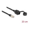 Delock - Sítový prodlužovací kabel - RJ-50 (M) do RJ-50 (F) ochranná cepka - 20 cm - 6 mm - FTP - IP67 - cerná