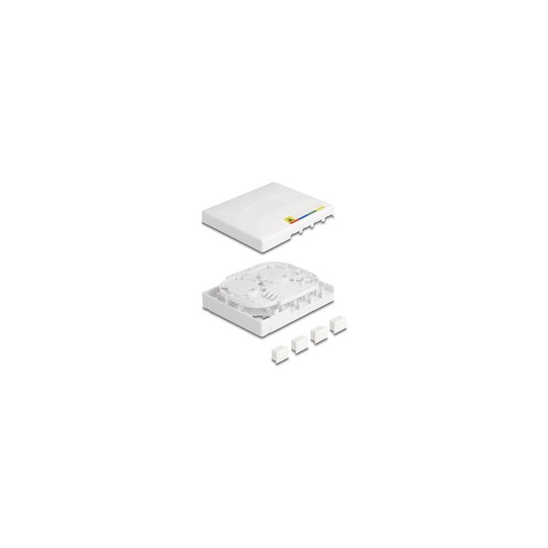 Delock - Propojovací box z optického vlákna - FTTH - montáž na stenu - bílá - 4 porty
