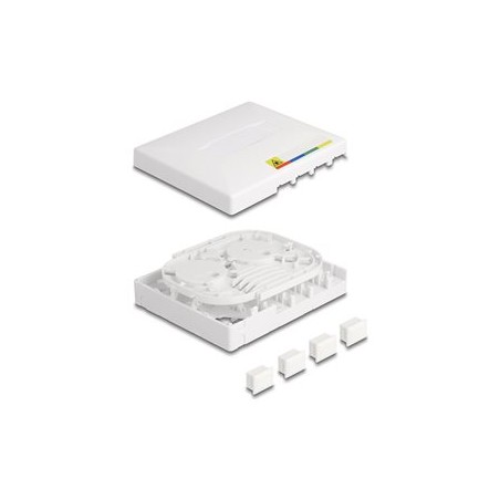 Delock - Propojovací box z optického vlákna - FTTH - montáž na stenu - bílá - 4 porty