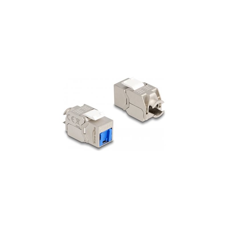 Delock - Modul keystone - RJ-45 (F) do LSA (F) úhel - STP - CAT 6a - bílá, modrá, stríbrná