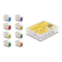 Delock - Modul keystone - RJ-45 (F) do LSA (F) - STP - CAT 6a - šedá, modrá, žlutá, cervená, zelená, oranžová, fialová, neonove