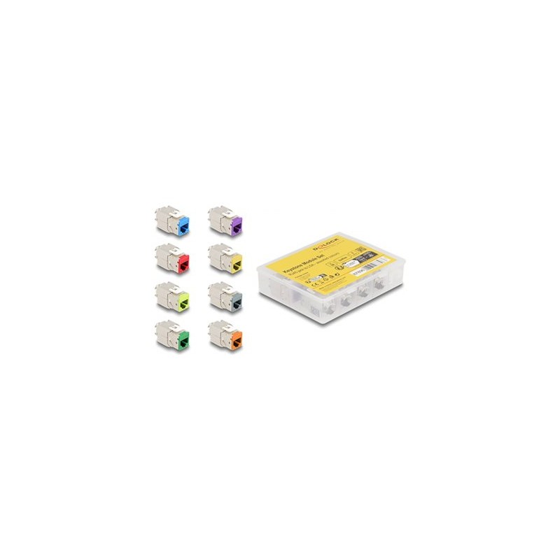 Delock - Modul keystone - RJ-45 (F) do LSA (F) - STP - CAT 6a - šedá, modrá, žlutá, cervená, zelená, oranžová, fialová, neonove