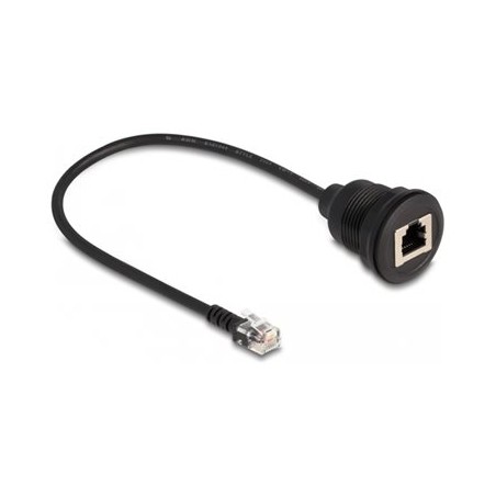 Delock - Sítový kabel - RJ-12 (M) do RJ-12 (F) D-sub - 30 cm - 4 mm - cerná
