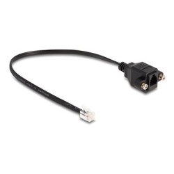 Delock - Prodlužovací kabel k telefonu - RJ-10 (M) do RJ-10 (F) šroubovací - 30 cm - cerná 87956