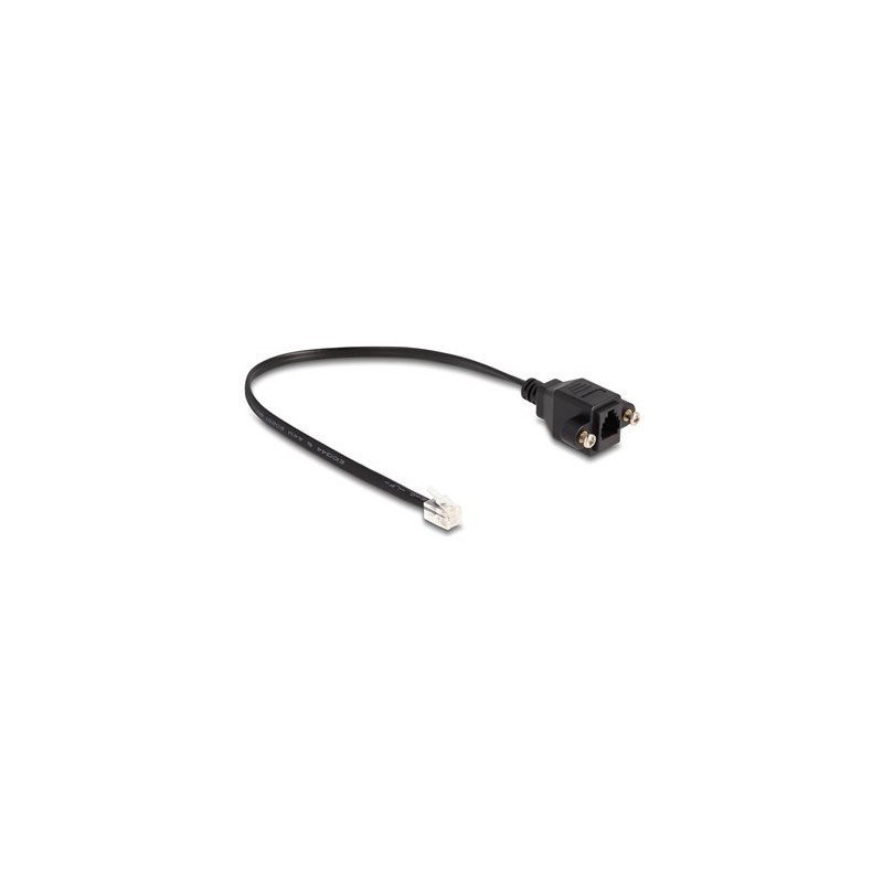 Delock - Prodlužovací kabel k telefonu - RJ-10 (M) do RJ-10 (F) šroubovací - 30 cm - cerná 87956