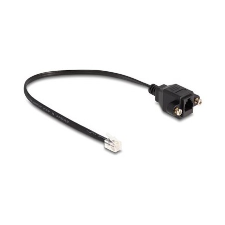 Delock - Prodlužovací kabel k telefonu - RJ-10 (M) do RJ-10 (F) šroubovací - 30 cm - cerná 87956