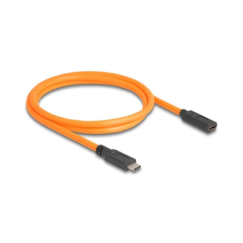 Delock - USB kabel - 24 pin USB-C (M) do 24 pin USB-C (F) - 20 V - 5 A - 1 m - up to 5 Gbps data transfer rate - oranžová