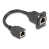 Delock - Sítový prodlužovací kabel - RJ-45 (F) do RJ-45 (F) s maticemi - 20 cm - 6 mm - STP - CAT 5e - cerná