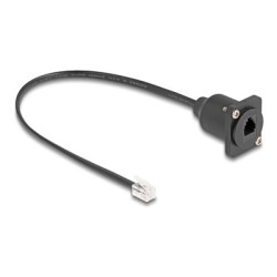 Delock - Prodlužovací kabel k telefonu - RJ-10 (M) do RJ-10 (F) šroubovací - 30 cm - cerná 87965