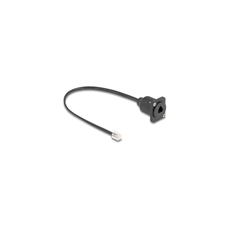 Delock - Prodlužovací kabel k telefonu - RJ-10 (M) do RJ-10 (F) šroubovací - 30 cm - cerná 87965