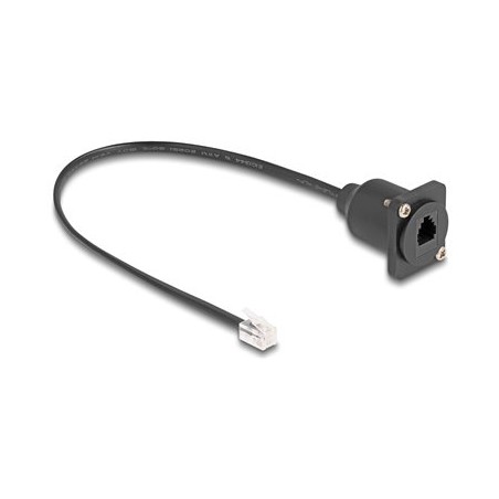 Delock - Prodlužovací kabel k telefonu - RJ-10 (M) do RJ-10 (F) šroubovací - 30 cm - cerná 87965