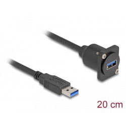 Delock - Prodlužovací šnura USB - USB typ A (M) do USB typ A (F) typ D - USB 3.0 - 20 cm - cerná