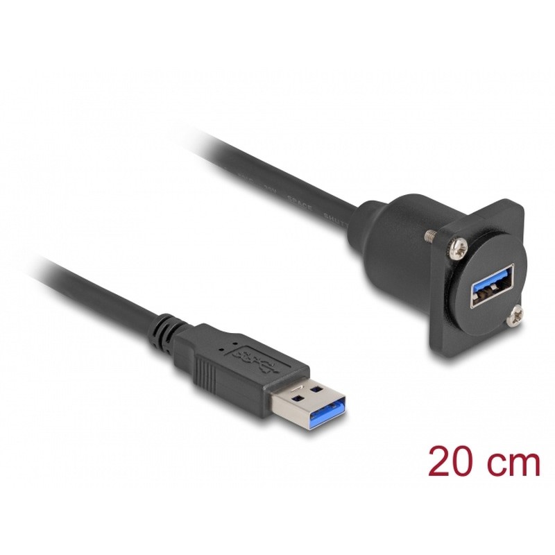 Delock - Prodlužovací šnura USB - USB typ A (M) do USB typ A (F) typ D - USB 3.0 - 20 cm - cerná