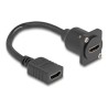Delock - Prodlužovací kabel HDMI - HDMI se zdírkami (female) do HDMI se zdírkami (female) šroubovací - 20 cm - cerná - podpora