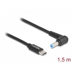 Delock - Elektrický kabel - 24 pin USB-C (M) do DC jack 5,5 x 1,7 mm (M) pravoúhlý - 20 V - 3 A - 1.5 m - černá
