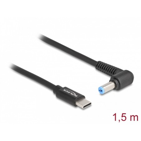 Delock - Elektrický kabel - 24 pin USB-C (M) do DC jack 5,5 x 1,7 mm (M) pravoúhlý - 20 V - 3 A - 1.5 m - černá