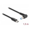 Delock - Elektrický kabel - 24 pin USB-C (M) do DC jack 5,5 x 1,7 mm (M) pravoúhlý - 20 V - 3 A - 1.5 m - černá