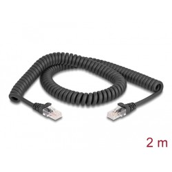 Delock - Sítový kabel - RJ-45 (M) do RJ-45 (M) - 2 m - 5 mm - CAT 5e - lisovaný, provedení bez hrbolku, spirálový - cerná