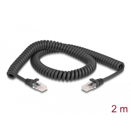 Delock - Sítový kabel - RJ-45 (M) do RJ-45 (M) - 2 m - 5 mm - CAT 5e - lisovaný, provedení bez hrbolku, spirálový - cerná