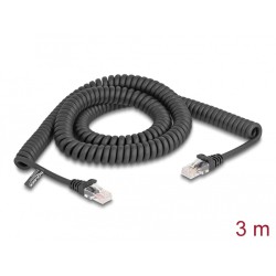 Delock - Sítový kabel - RJ-45 (M) do RJ-45 (M) - 3 m - 5 mm - CAT 5e - lisovaný, provedení bez hrbolku, spirálový - cerná