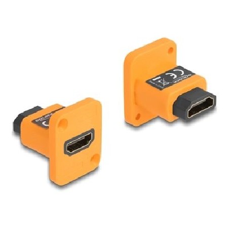 Delock - HDMI adaptér - HDMI se zdírkami (female) typ D do HDMI se zdírkami (female) typ D - oranžová
