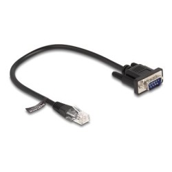 Delock - Sériový kabel RS-232 - RJ-45 (M) do DB-9 (M) - 30 cm - 4.5 mm - lisovaný, krídlové šrouby - cerná