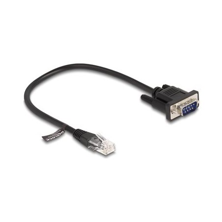 Delock - Sériový kabel RS-232 - RJ-45 (M) do DB-9 (M) - 30 cm - 4.5 mm - lisovaný, krídlové šrouby - cerná